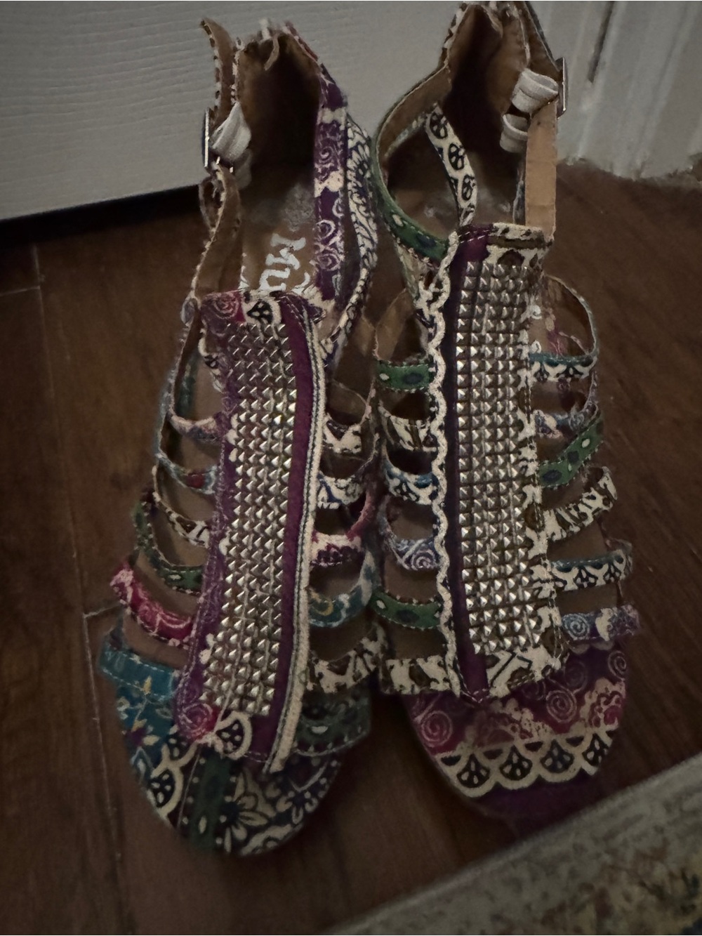 Mudd Multicolor Studded Strappy Heels